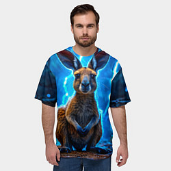 Футболка оверсайз мужская Кенгуру в разрядах молнии, цвет: 3D-принт — фото 2