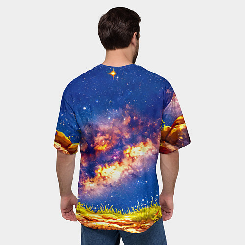 Мужская футболка оверсайз Ослик и звездное небо / 3D-принт – фото 4