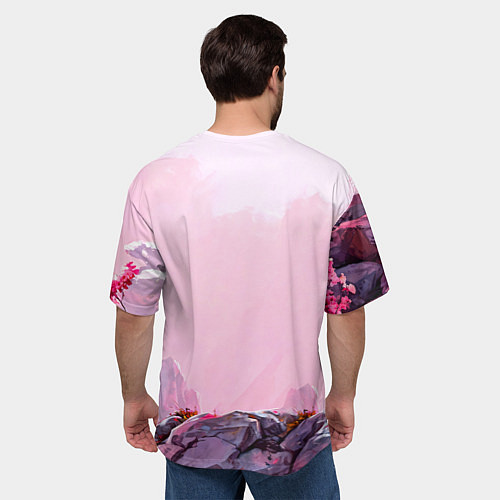 Мужская футболка оверсайз Козлик в розовом свете / 3D-принт – фото 4