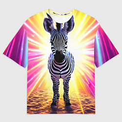 Футболка оверсайз мужская Зебра в ярких лучах, цвет: 3D-принт