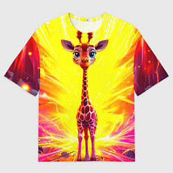Футболка оверсайз мужская Жирафик в желтых искрах, цвет: 3D-принт
