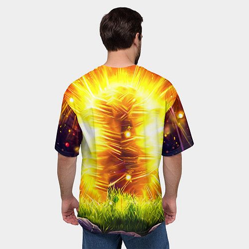 Мужская футболка оверсайз Овечка в ярких лучах / 3D-принт – фото 4