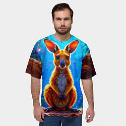 Футболка оверсайз мужская Кенгуру в джунглях, цвет: 3D-принт — фото 2