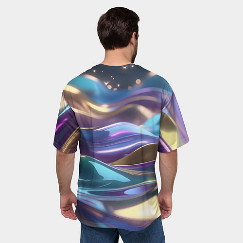 Мужская футболка оверсайз Космические мягкие волны / 3D-принт – фото 4