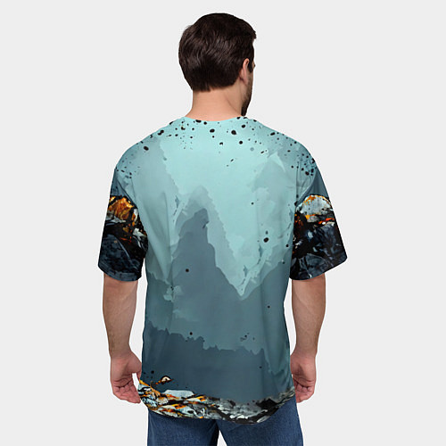 Мужская футболка оверсайз Черный ворон на черном / 3D-принт – фото 4