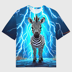 Футболка оверсайз мужская Зебра и удар молнии, цвет: 3D-принт