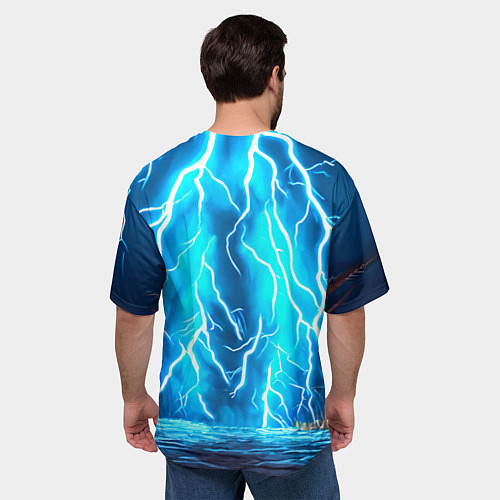 Мужская футболка оверсайз Зебра и удар молнии / 3D-принт – фото 4