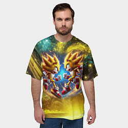 Футболка оверсайз мужская Sonic and Shadow battle in space - movie, цвет: 3D-принт — фото 2
