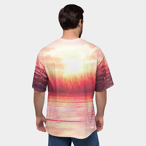Мужская футболка оверсайз Уточка на розовом озере / 3D-принт – фото 4