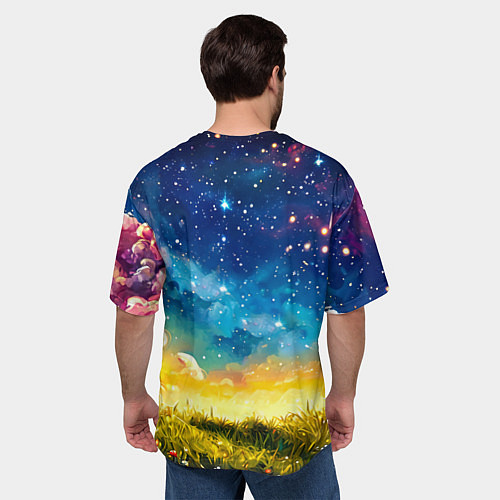 Мужская футболка оверсайз Овечка и звездное небо / 3D-принт – фото 4