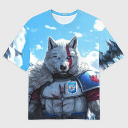 Мужская футболка оверсайз Волк русский