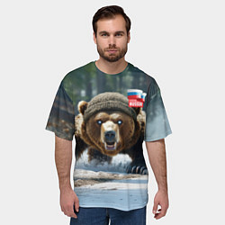 Футболка оверсайз мужская Медведь страж границ, цвет: 3D-принт — фото 2
