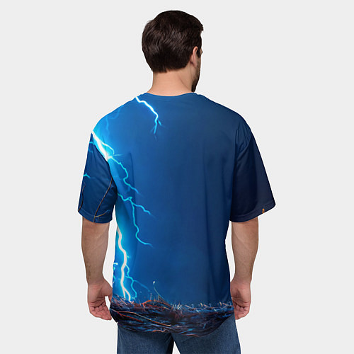 Мужская футболка оверсайз Петух и молния / 3D-принт – фото 4