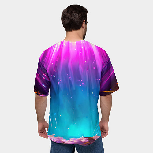 Мужская футболка оверсайз Пеликан в сиянии лучей / 3D-принт – фото 4