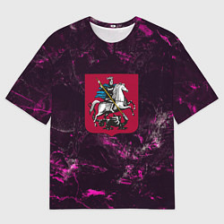 Футболка оверсайз мужская Герб Москвы на текстурном фоне, цвет: 3D-принт