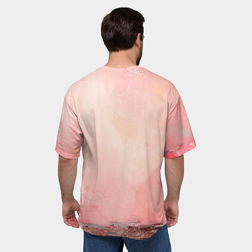 Мужская футболка оверсайз Петух на розовом / 3D-принт – фото 4