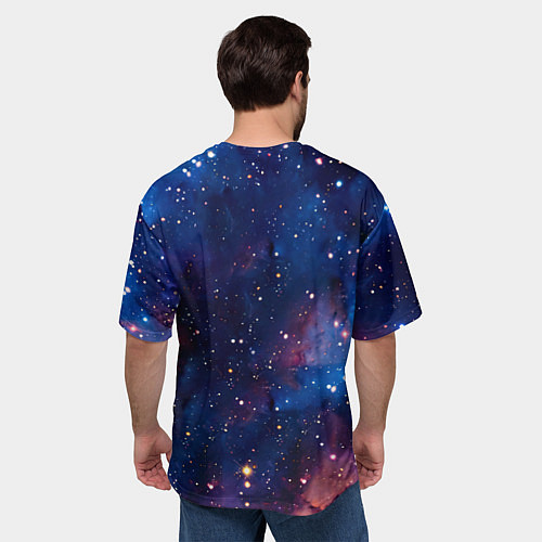 Мужская футболка оверсайз Шотландская прямоухая кошка в космосе / 3D-принт – фото 4