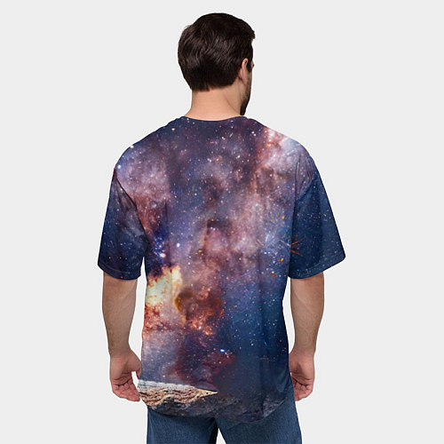 Мужская футболка оверсайз Лайка и космос / 3D-принт – фото 4