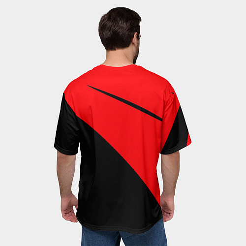 Мужская футболка оверсайз Tennis красно-чёрный / 3D-принт – фото 4