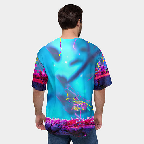 Мужская футболка оверсайз Розовый снегирь / 3D-принт – фото 4