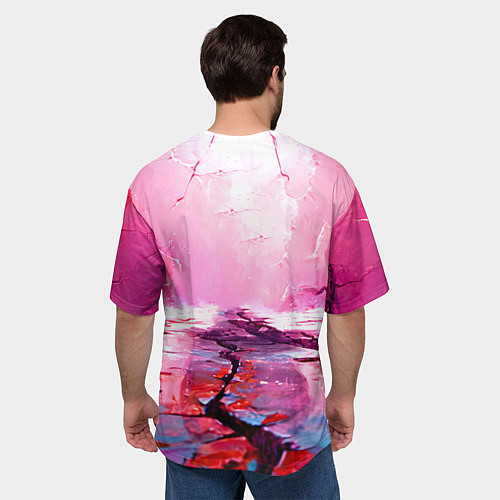 Мужская футболка оверсайз Баскетбольный мяч у розовой стены / 3D-принт – фото 4