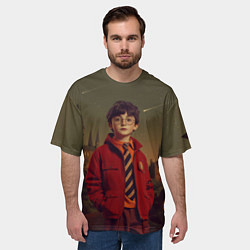 Футболка оверсайз мужская Гарри Поттер в красной куртке, цвет: 3D-принт — фото 2