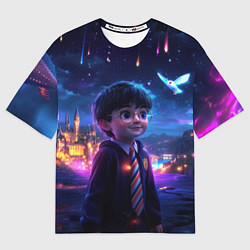 Мужская футболка оверсайз Гарри Поттер и волшебное небо