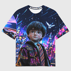 Мужская футболка оверсайз Гарри Поттер и мегаполис