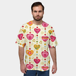 Футболка оверсайз мужская Сердечки подборка, цвет: 3D-принт — фото 2