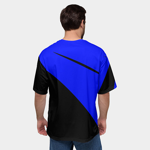 Мужская футболка оверсайз Sport сине-чёрный / 3D-принт – фото 4