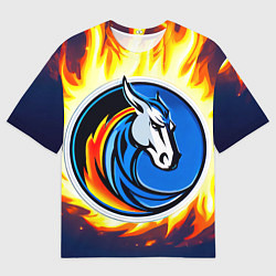 Футболка оверсайз мужская Даллас Маверикс в огне, цвет: 3D-принт