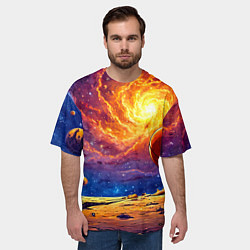Футболка оверсайз мужская Баскетбольный мяч и космос, цвет: 3D-принт — фото 2