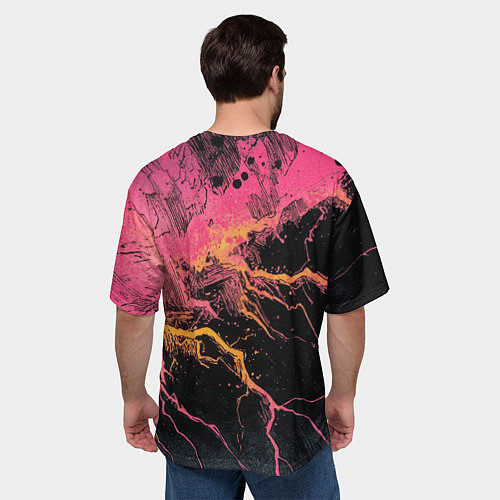 Мужская футболка оверсайз Абстрактные молнии текстура / 3D-принт – фото 4