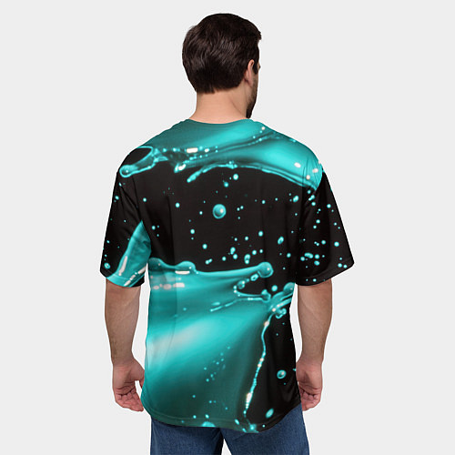 Мужская футболка оверсайз Разрыв голубой краски / 3D-принт – фото 4