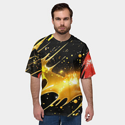 Футболка оверсайз мужская Оранжевая краска на черном, цвет: 3D-принт — фото 2