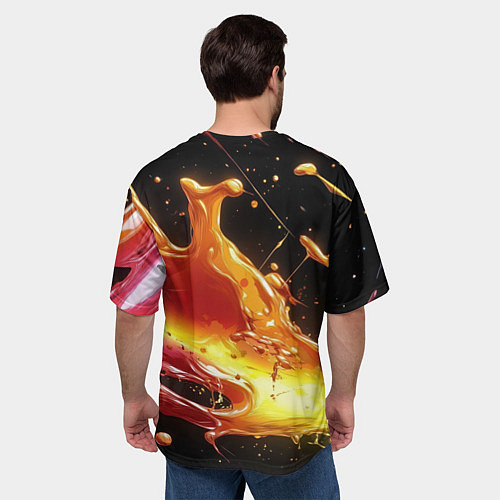Мужская футболка оверсайз Динамичная краска текстура / 3D-принт – фото 4