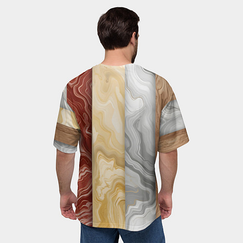 Мужская футболка оверсайз Мрамор и дерево / 3D-принт – фото 4