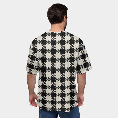 Мужская футболка оверсайз Черно белая гусиная лапка / 3D-принт – фото 4