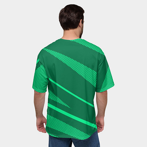 Мужская футболка оверсайз Зелёный абстракция с полосами / 3D-принт – фото 4