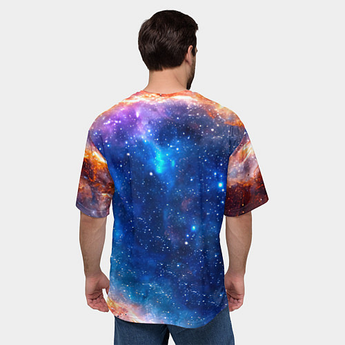Мужская футболка оверсайз Ангорская кошка в космосе / 3D-принт – фото 4