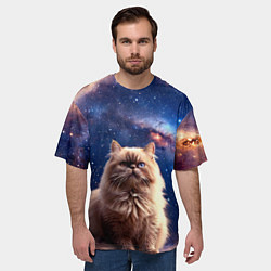 Футболка оверсайз мужская Гималайская кошка в космосе, цвет: 3D-принт — фото 2