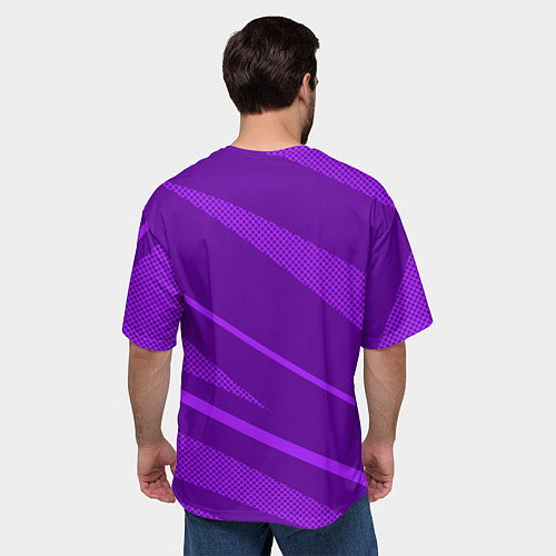 Мужская футболка оверсайз Фиолетовый однотонный абстракция с полосой / 3D-принт – фото 4