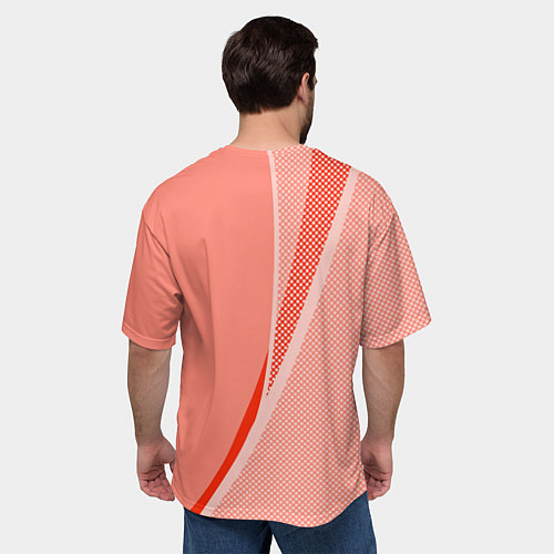 Мужская футболка оверсайз Sport персиковый с полосой / 3D-принт – фото 4