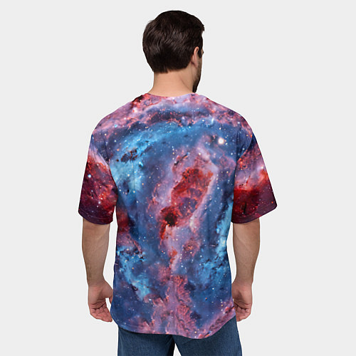 Мужская футболка оверсайз Ньюфаундленд в космосе / 3D-принт – фото 4