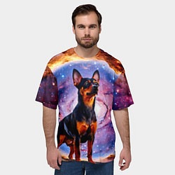 Футболка оверсайз мужская Пинчер в космосе, цвет: 3D-принт — фото 2