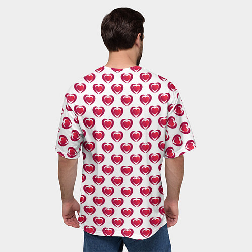Мужская футболка оверсайз Сердечки двойные / 3D-принт – фото 4