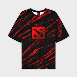 Футболка оверсайз мужская Dota 2 - красные потертости, цвет: 3D-принт
