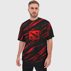 Футболка оверсайз мужская Dota 2 - красные потертости, цвет: 3D-принт — фото 2