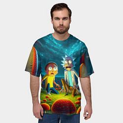 Футболка оверсайз мужская Rick and Morty on the fly agaric planet, цвет: 3D-принт — фото 2
