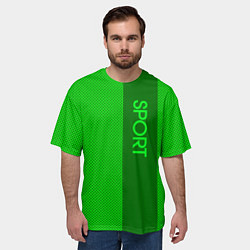 Футболка оверсайз мужская Sport зелёный с полосой, цвет: 3D-принт — фото 2
